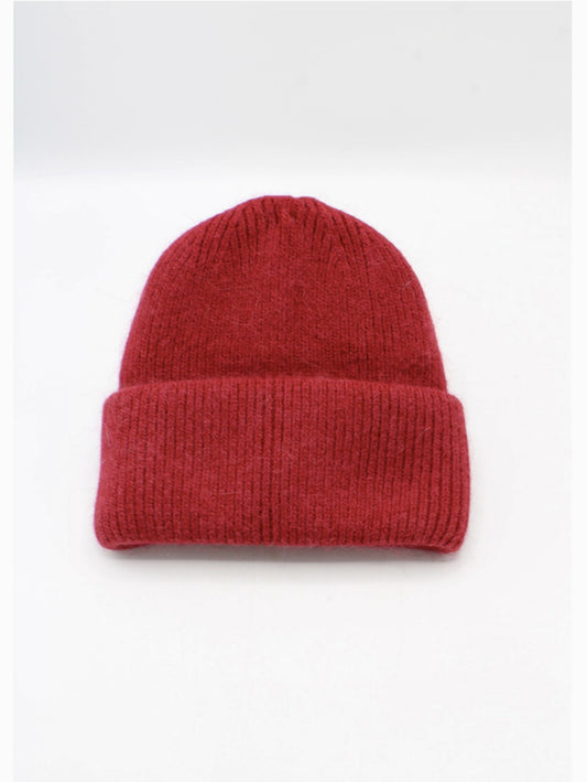 Bonnet Uni Angora Rouge foncé