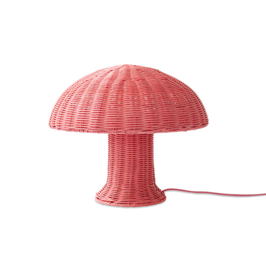 Lampe de table en rotin rose