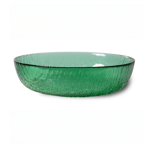Assiette creuse en verre émeraude