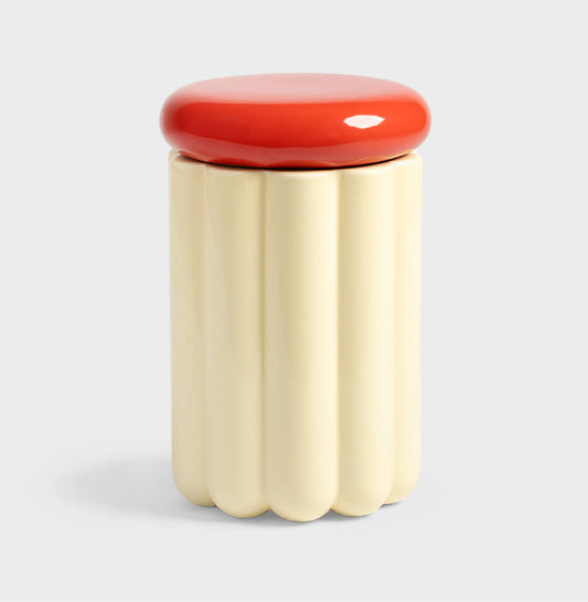 Boîte céramique jaune rouge