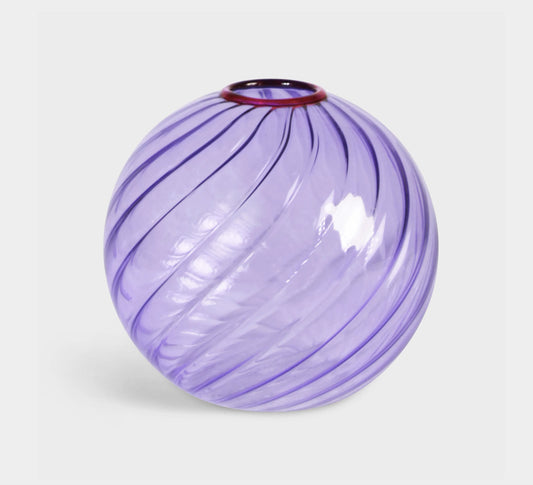 Vase spiral en verre violet