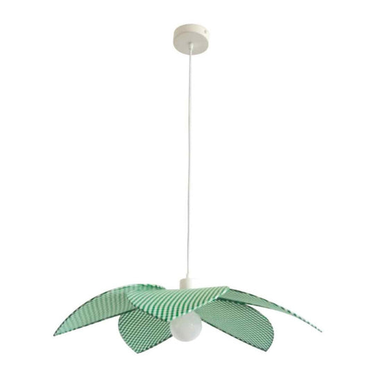Suspension fleur en toile à carreaux vert