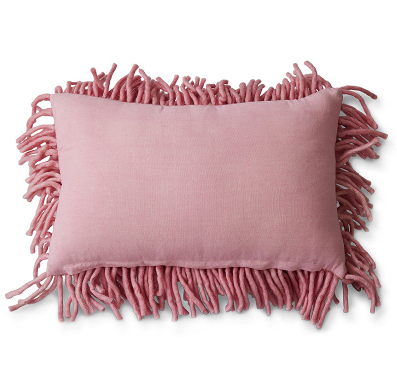 Coussin à fils rose