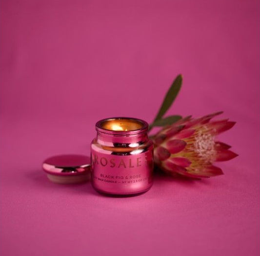 Bougie rose métallique - Saffron Rose