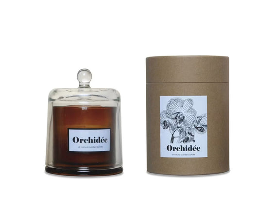 Bougie cloche orchidée blanche
