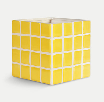 Jardinière en mosaique jaune