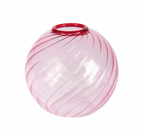 Vase spiral en verre rose