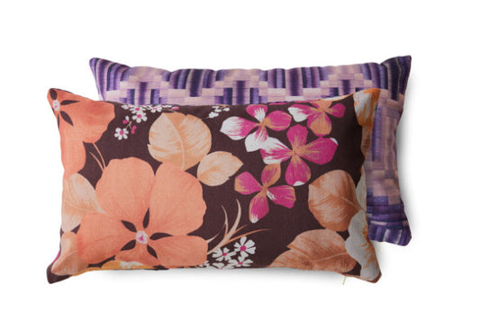 Coussin imprimé fleur violet