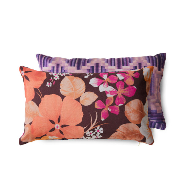 Purple flower print cushion
