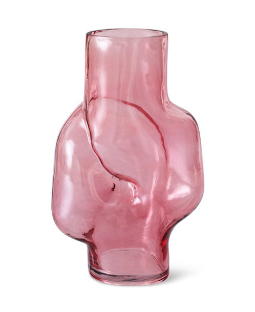 Vase en verre rose grand
