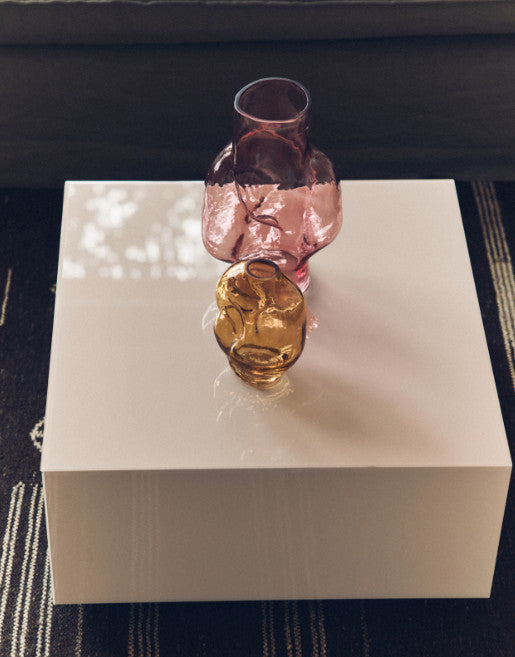 Vase en verre rose grand
