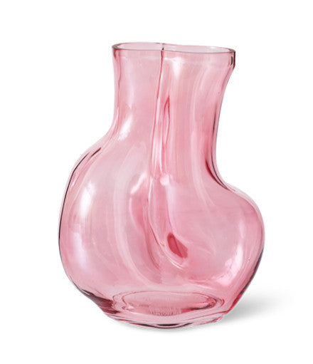 Vase en verre rose