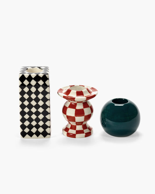 Bougeoir set/3 Chessboard - Les Objets Mouleversants