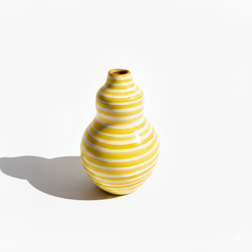 Mini yellow bottle vase Classic Stripe Casa Cubista