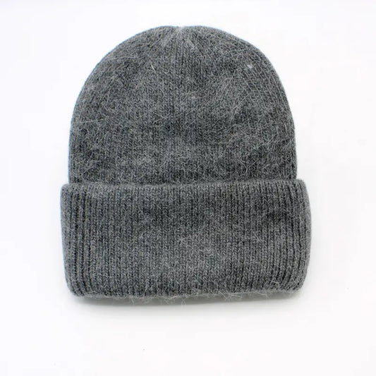Bonnet Uni Angora Gris foncé