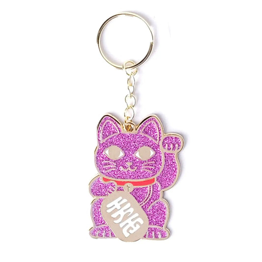 Porte-clés Maneki Neko pailletée