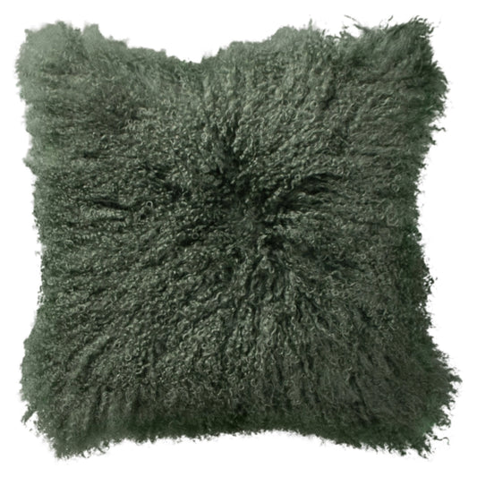 Coussin Peau de Mouton du Tibet Vert