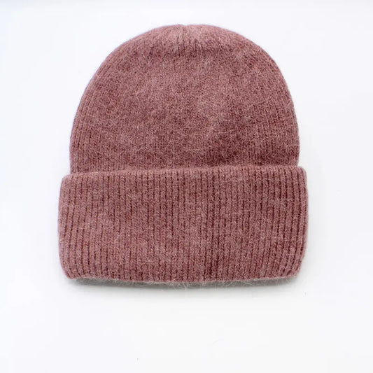 Bonnet Uni Angora Vieux rose