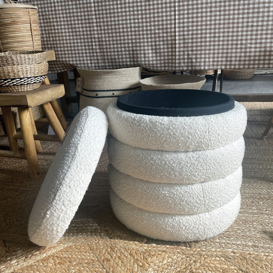 Tabouret coffre Noé bouclette écru