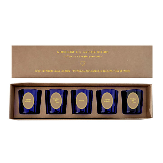 Coffret de 5 bougies Herbier bleu