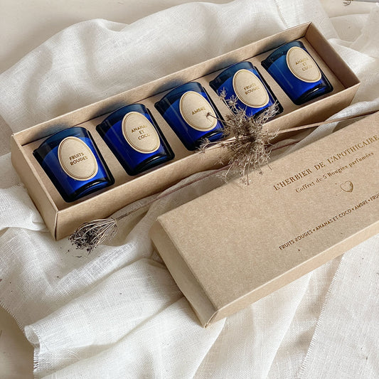Coffret de 5 bougies Herbier bleu