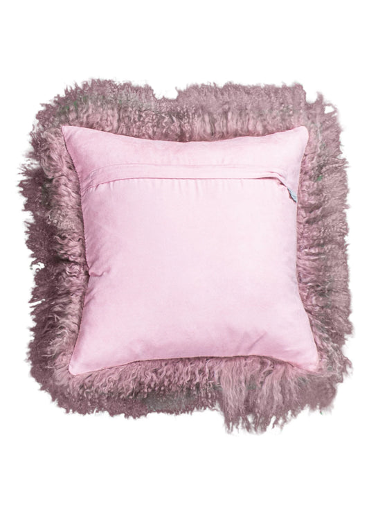 Pink Tibetan Sheepskin Cushion
