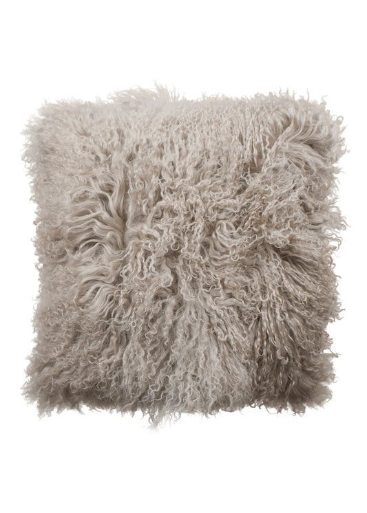 Sand-colored Tibetan Sheepskin Cushion