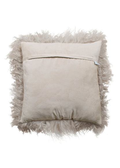 Sand-colored Tibetan Sheepskin Cushion