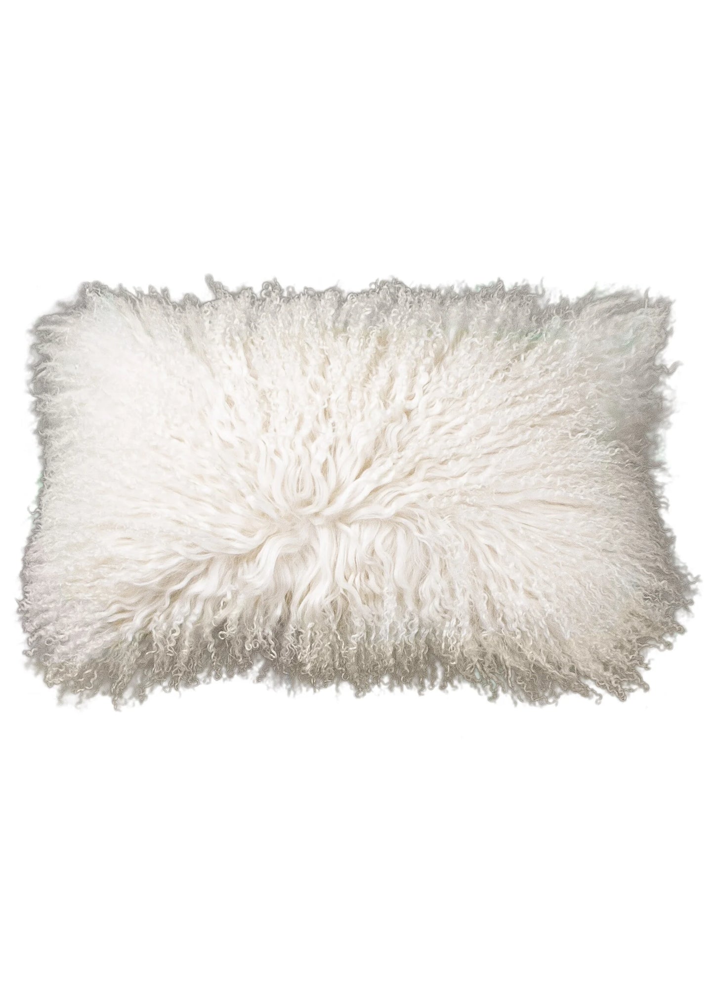 Off-White Rectangular Tibetan Sheepskin Cushion