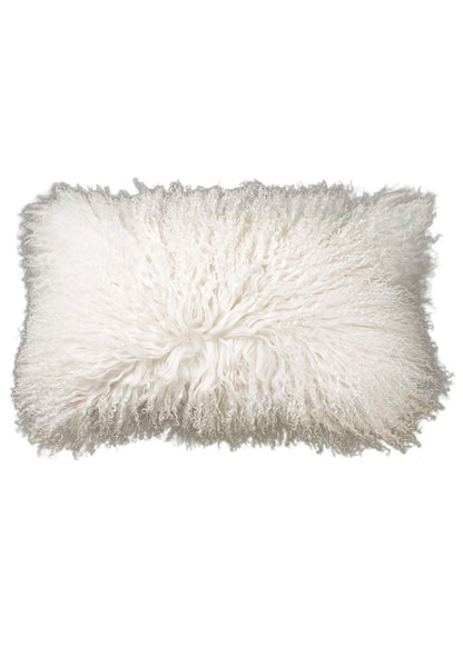Off-White Rectangular Tibetan Sheepskin Cushion