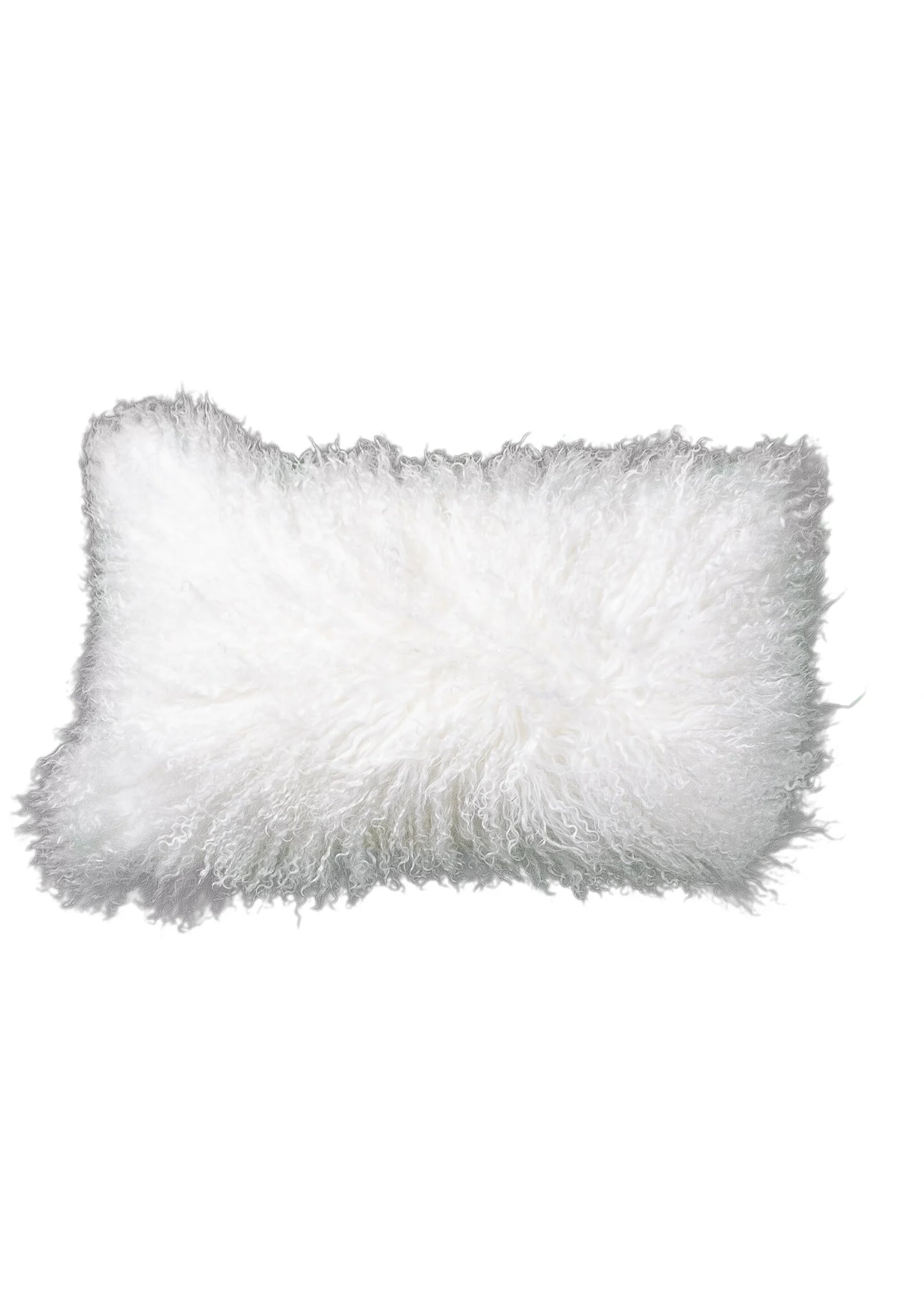 Rectangular White Tibetan Sheepskin Cushion