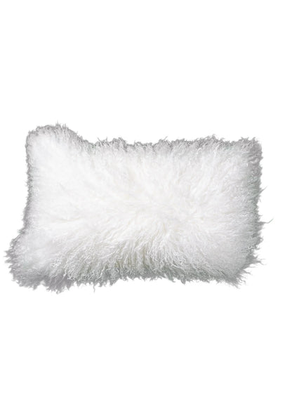 Rectangular White Tibetan Sheepskin Cushion