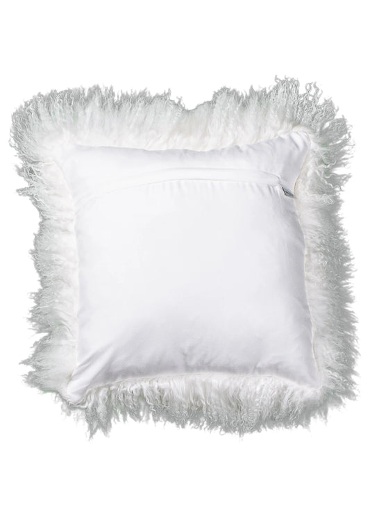 White Tibetan Sheepskin Cushion