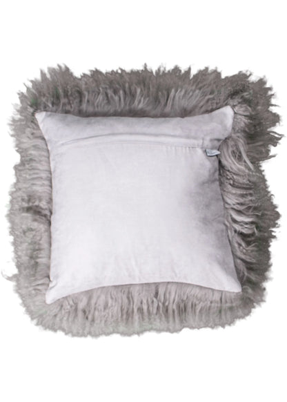 Taupe Tibetan Sheepskin Cushion