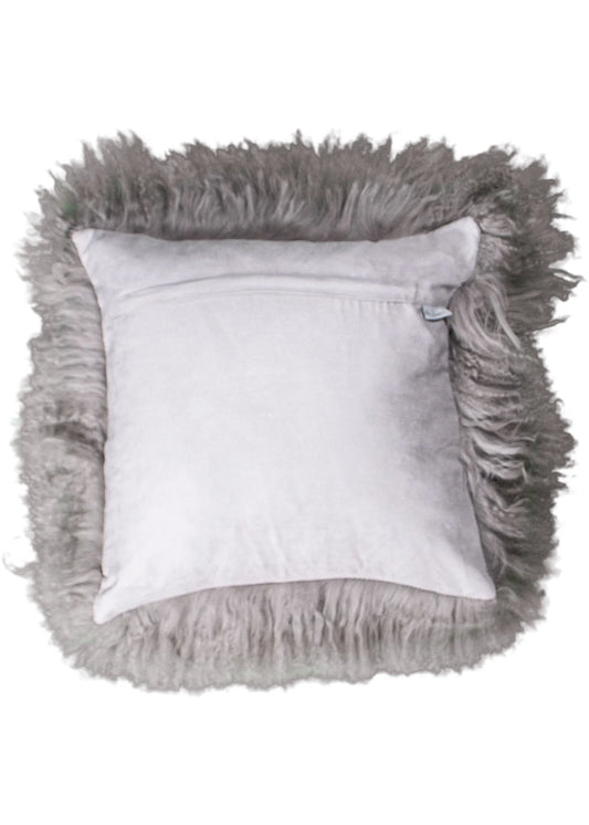 Taupe Tibetan Sheepskin Cushion