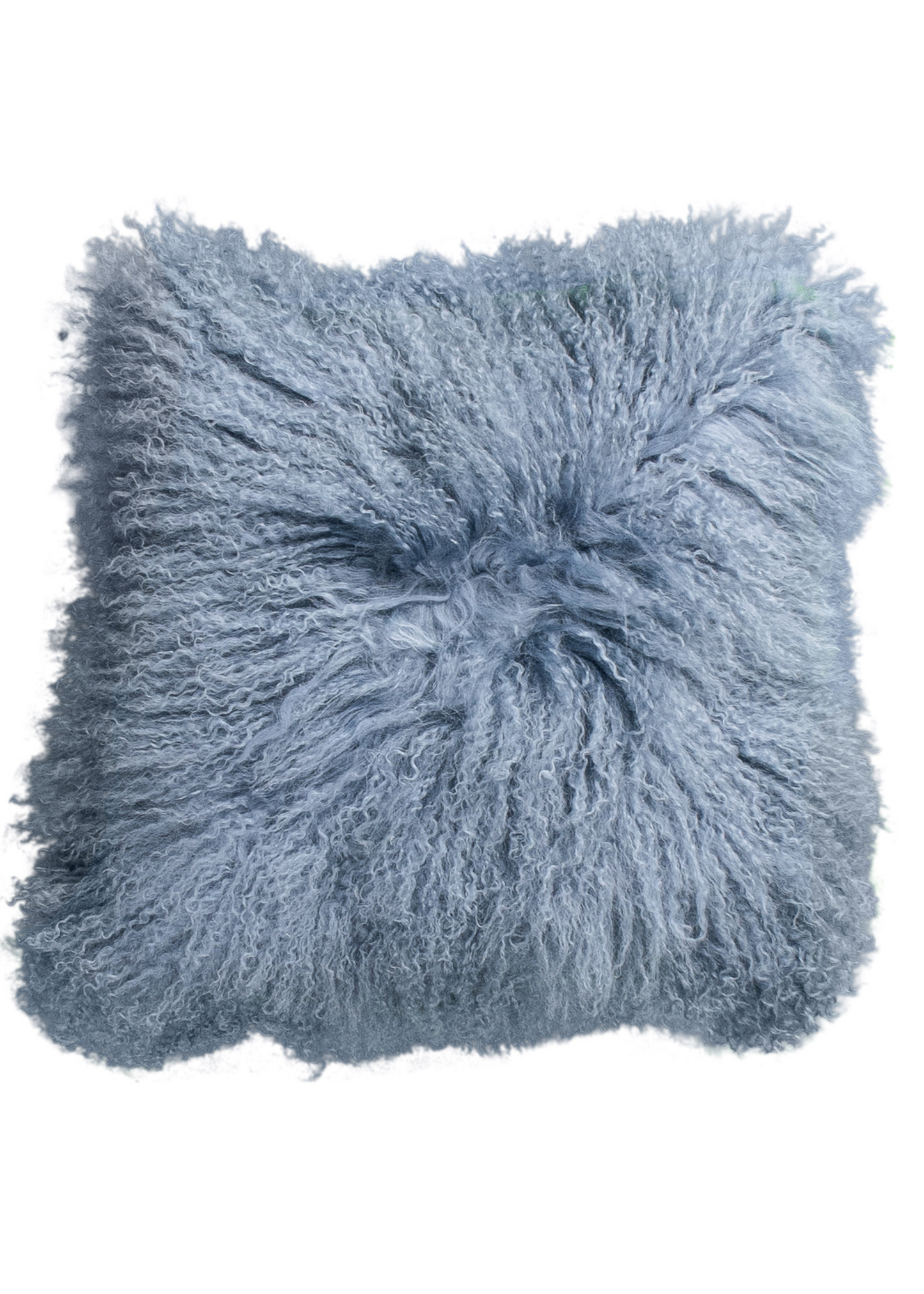 Vintage Blue Tibetan Sheepskin Cushion
