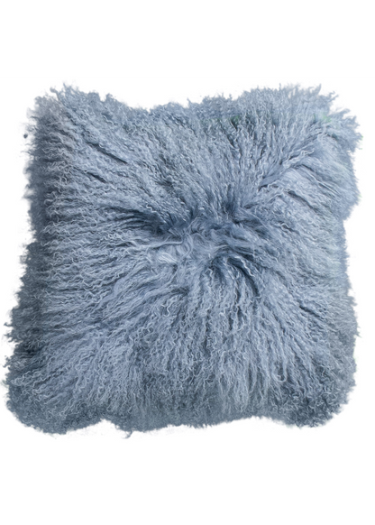 Vintage Blue Tibetan Sheepskin Cushion