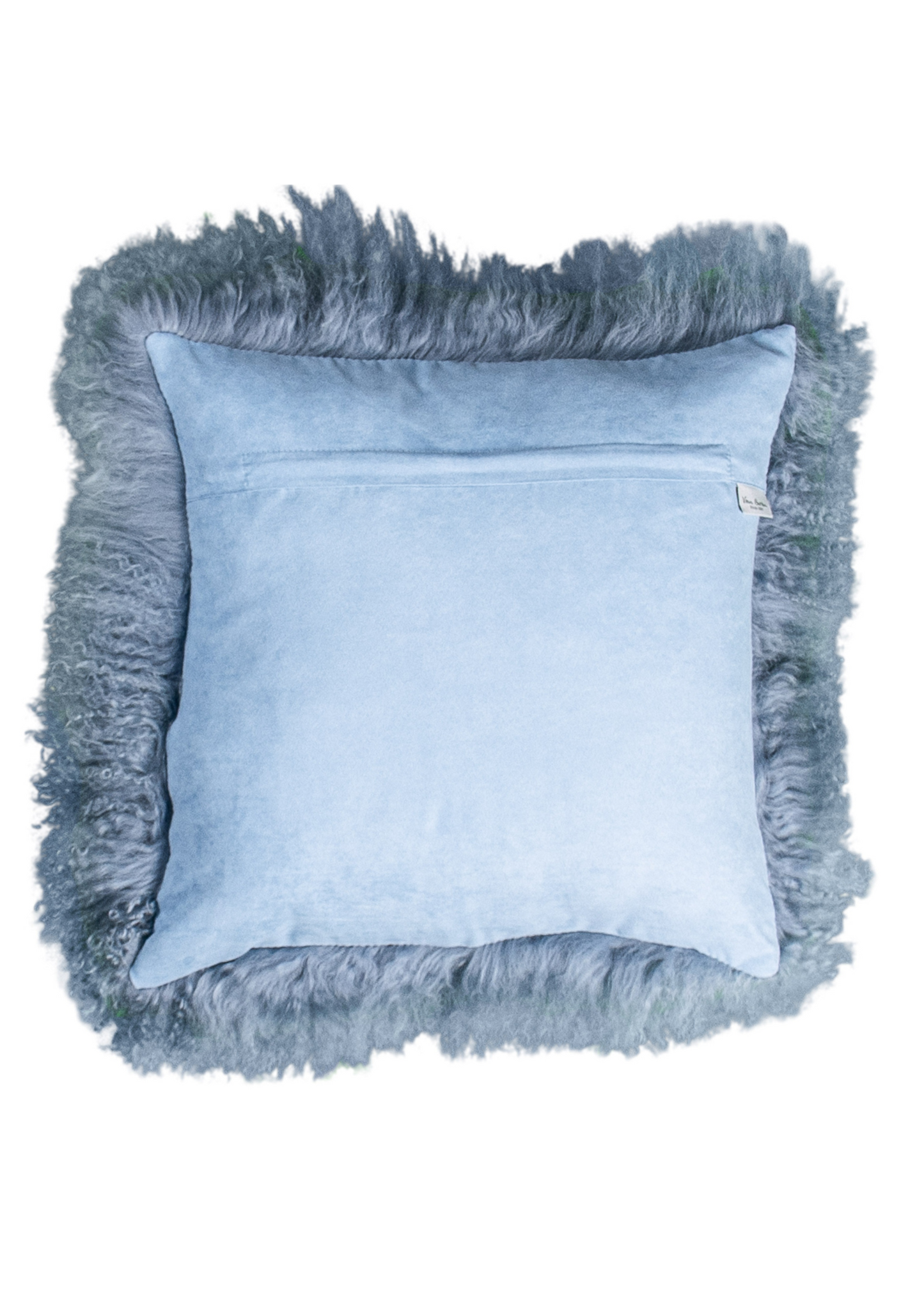 Vintage Blue Tibetan Sheepskin Cushion
